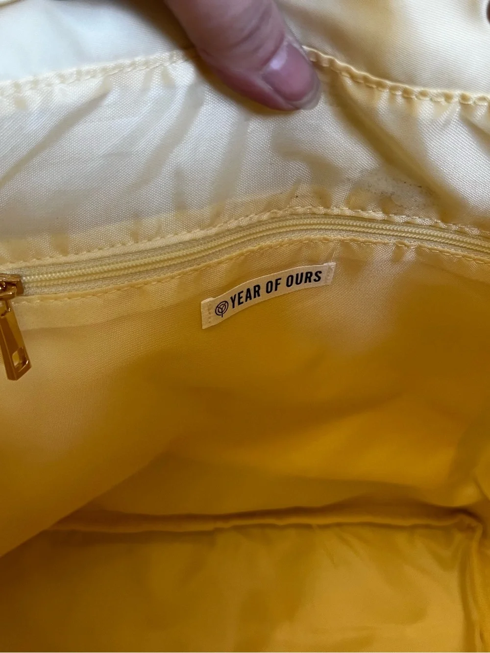 🆕 Year of Ours Light Yellow Drawstring Backpack with Front Pockets